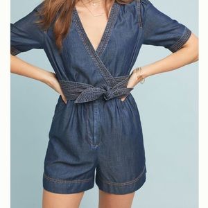 Anthropologie Pilcro Belted Denim Romper ❤️